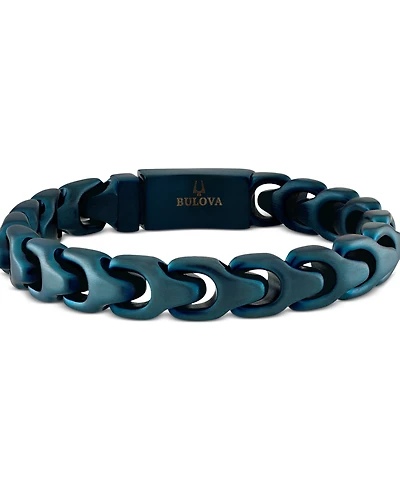 Bulova Blue-Tone Ip Stainless Steel Link Bracelet
