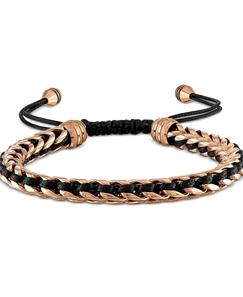 Bulova Rose Gold-Tone Ip Stainless Steel Cord Woven Slider Bracelet