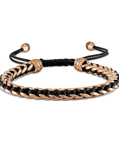 Bulova Rose Gold-Tone Ip Stainless Steel Cord Woven Slider Bracelet