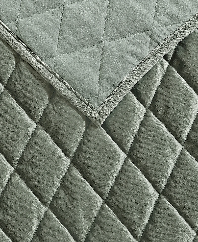 Laura Ashley Solid Diamond Stitch Velvet -Piece Quilt Set