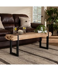 Baxton Studio Henson Rustic and Industrial 47.2" Natural Finished Wood and Finished Metal Bench