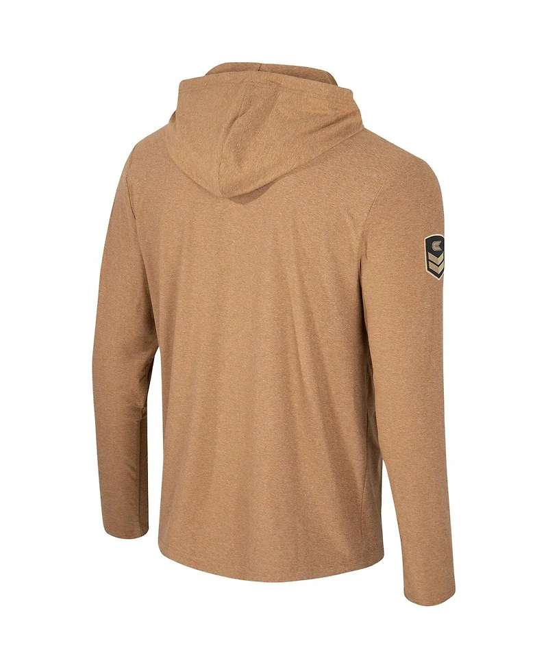 Men's Colosseum Khaki Georgia Bulldogs Oht Military-Inspired Appreciation Cloud Jersey Desert Quarter-Zip Pullover Hoodie