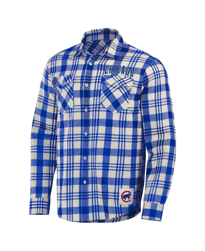 Men's Darius Rucker Collection by Fanatics Royal Chicago Cubs Plaid Flannel Button-Up Shirt