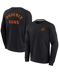 Men's and Women's Fanatics Signature Black Phoenix Suns Super Soft Fleece Oversize Arch Crew Pullover Sweatshirt