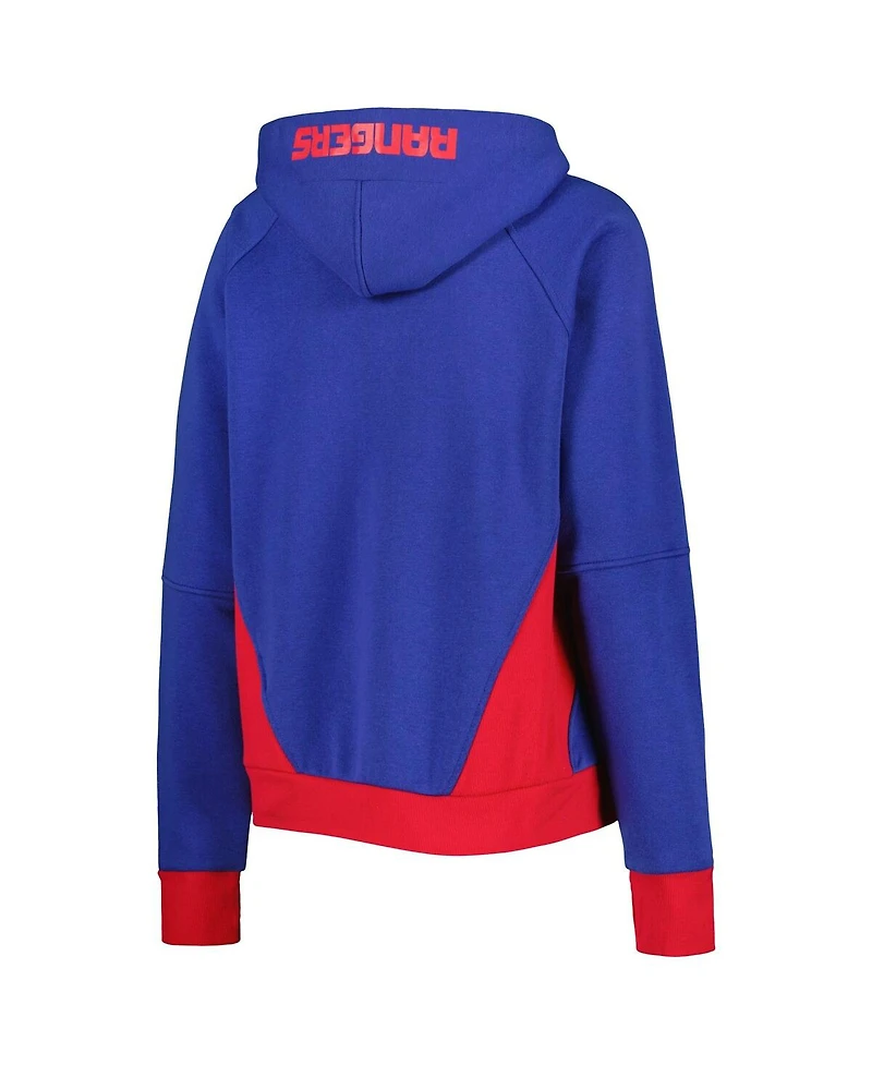 Women's Starter Blue New York Rangers Wishbone Half-Zip Hoodie