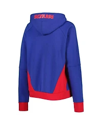 Women's Starter Blue New York Rangers Wishbone Half-Zip Hoodie
