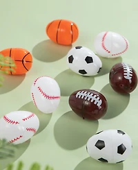 Glitzhome 48 Pack 2.25" H Easter Plastic Fillable Sports Eggs, 12 of Each Basketball, Football, Baseball, Soccer