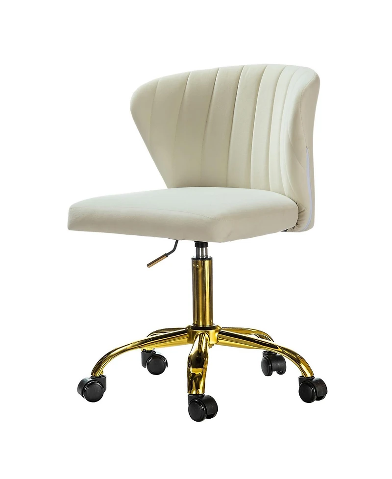 Modern Velvet Cute Armless Office Chair for Living Room Vanity Study