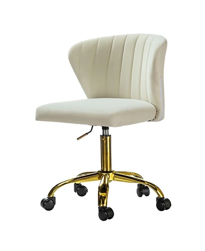 Modern Velvet Cute Armless Office Chair for Living Room Vanity Study