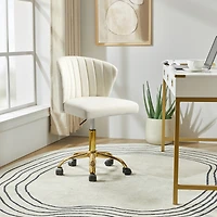 Modern Velvet Cute Armless Office Chair for Living Room Vanity Study