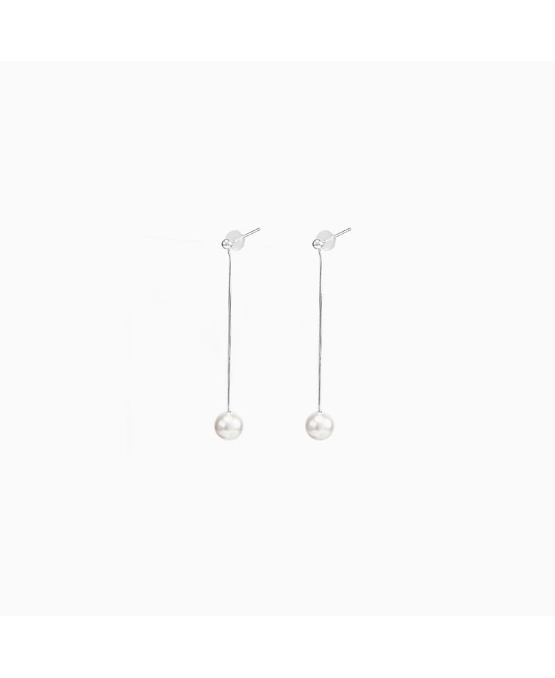 Sterling Silver Dangled Cultured Pearl Drop Earrings