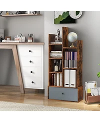 7-Tier Open-Back Bookshelf with Drawer