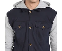 Campus Sutra Men's Grey & Navy Blue Button-Front Jacket With Contrast Detail