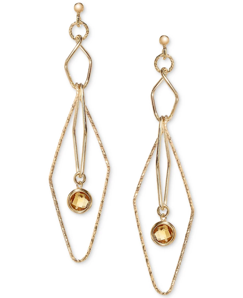 Citrine Openwork Orbital Geometric Drop Earrings (5/8 ct. t.w.) in 14k Gold-Plated Sterling Silver