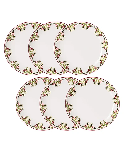 American Atelier Jay Import Bargello Set of 6 Holiday Dinner Plates