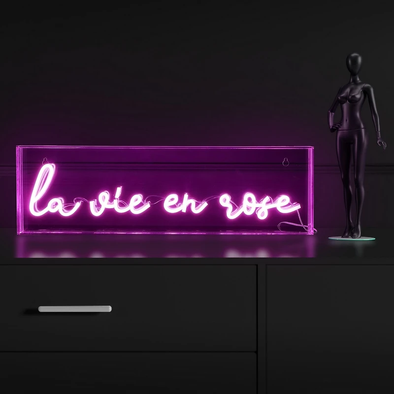 Jonathan Y La Vie En Rose Contemporary Glam Acrylic Box Usb Operated Led Neon Light