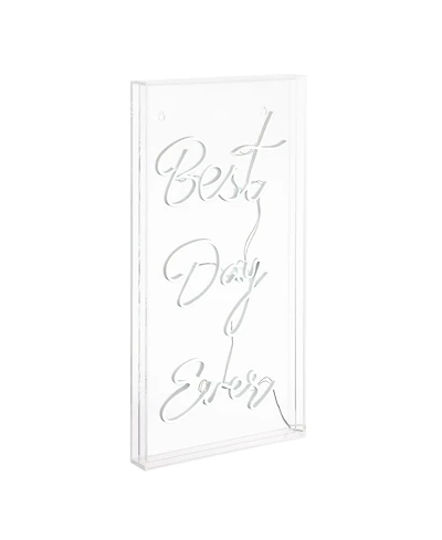 Jonathan Y Best Day Ever Contemporary Glam Acrylic Box Usb Operated Led Neon Light