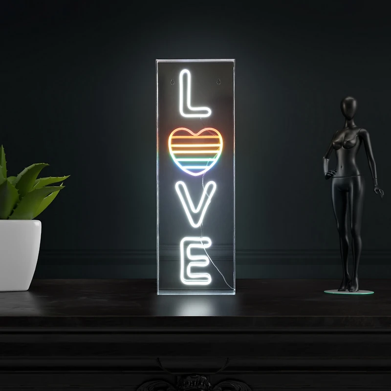 Jonathan Y Love Contemporary Glam Acrylic Box Usb Operated Led Neon Light