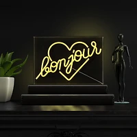 Jonathan Y Bonjour Heart Contemporary Glam Acrylic Box Usb Operated Led Neon Light