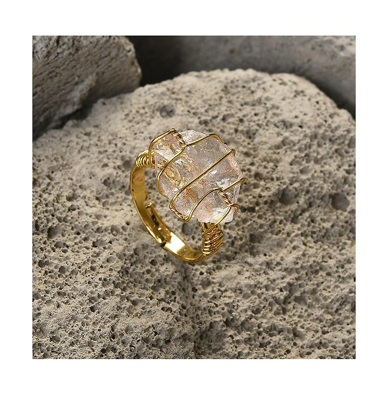 Sohi Women's White Abstract Stone Cocktail Ring