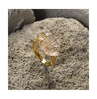 Sohi Women's White Abstract Stone Cocktail Ring