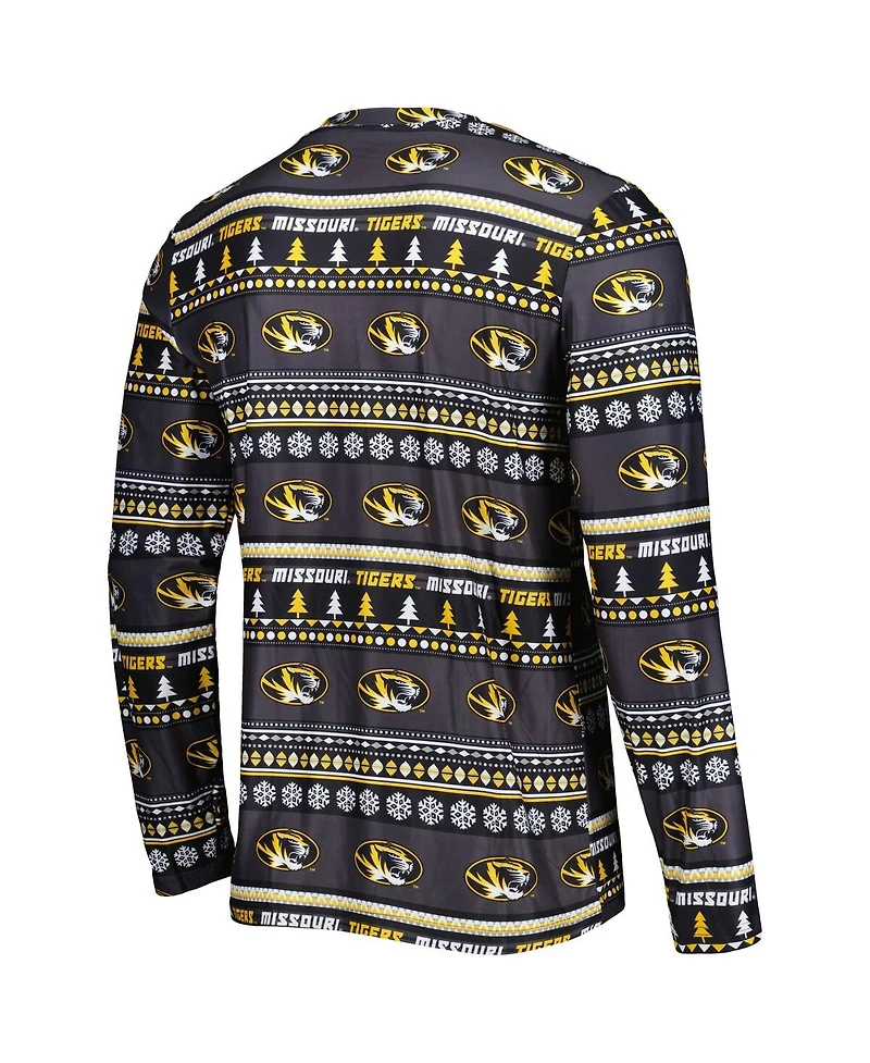 Men's Concepts Sport Black Missouri Tigers Swivel Long Sleeve T-shirt and Pants Sleep Set
