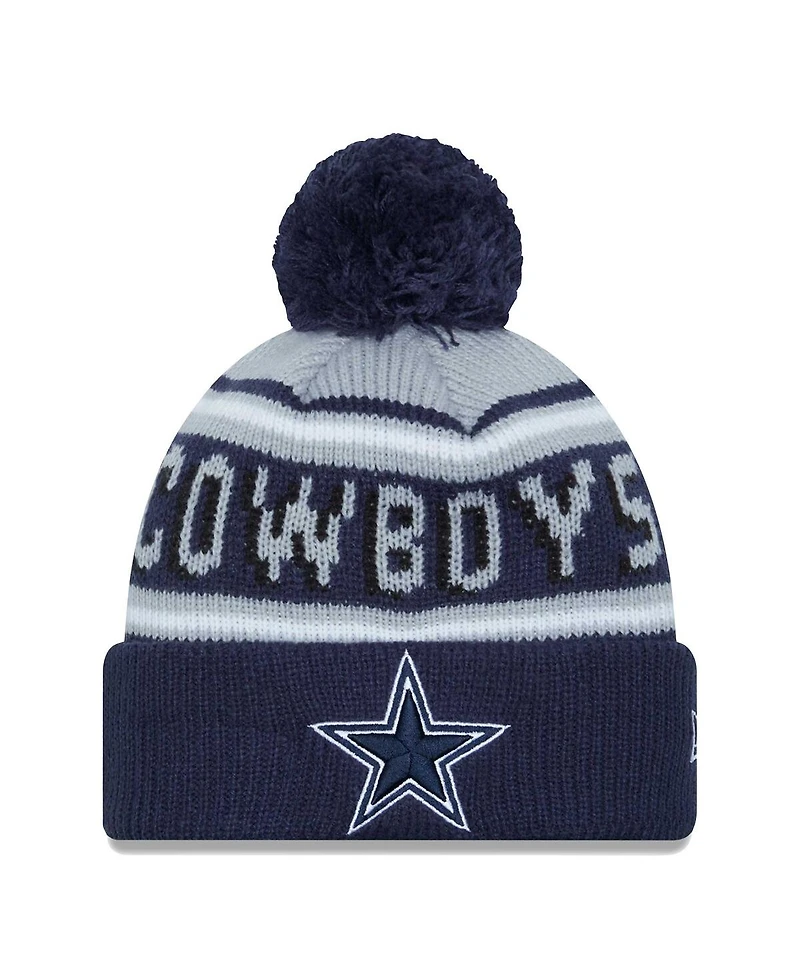 Big Boys and Girls New Era Gray, Navy Dallas Cowboys Main Cuffed Knit Hat with Pom