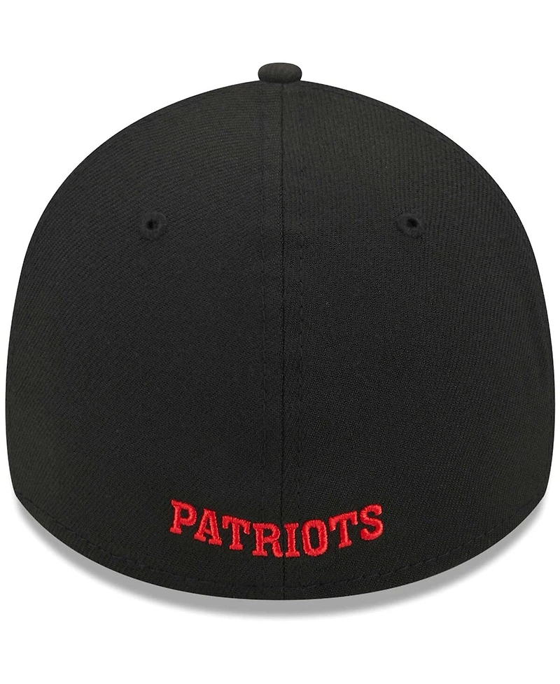 Men's New Era Black England Patriots Throwback Main 39THIRTY Flex Hat