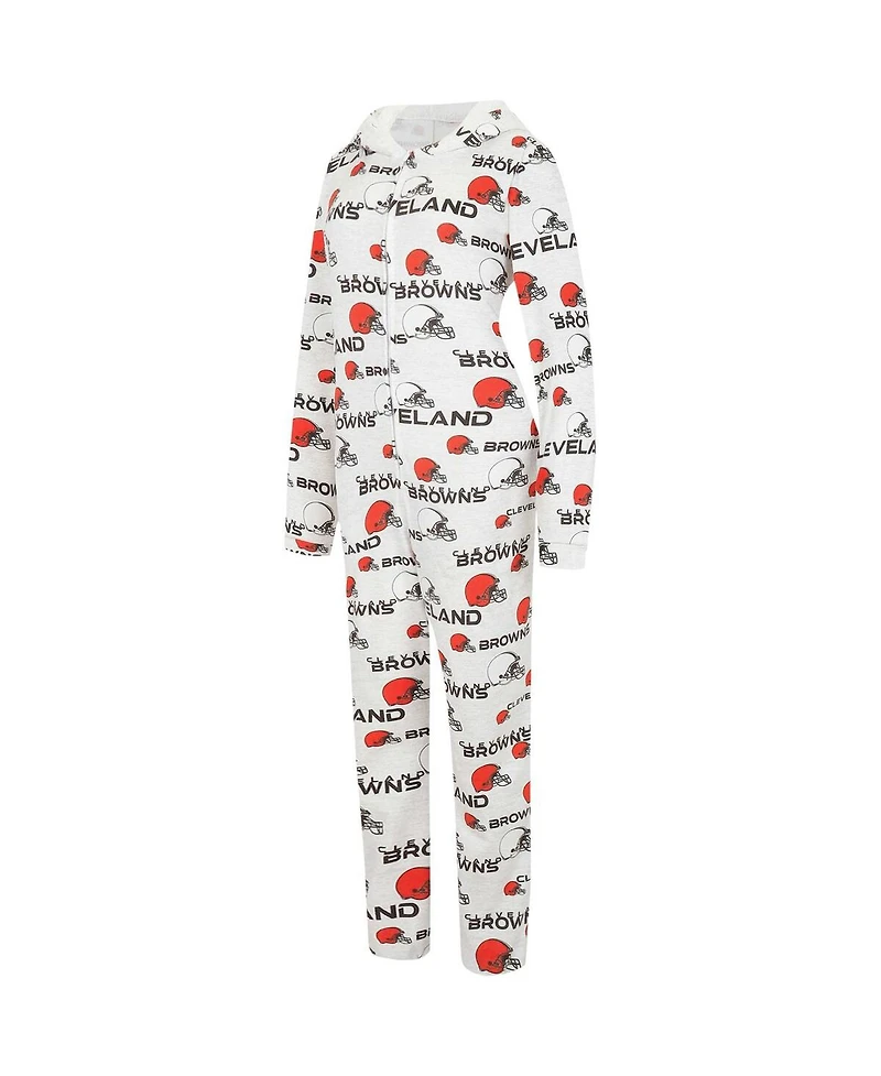Women's Concepts Sport Cream Cleveland Browns Docket Hoodie Full-Zip Union Suit