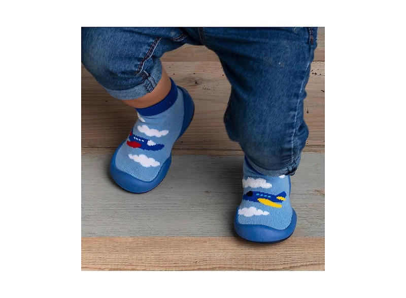 Komuello Infant Boy First Walk Sock Shoes Aeroplane