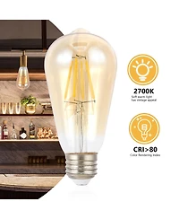Vintage Like Non-Dimmable ST58 4-Watt Led Edison Glass Bulbs with E26 Base (Pack of 4)