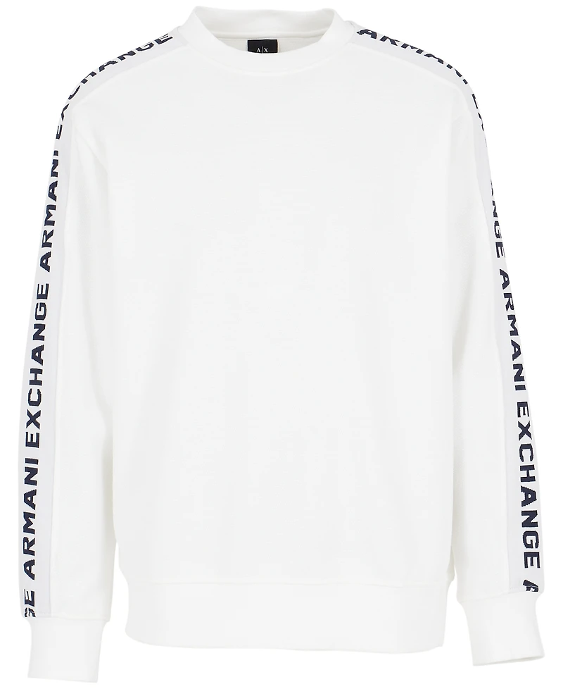A|X Armani Exchange Men's Jacquard Logo Sleeve Crewneck Sweatshirt