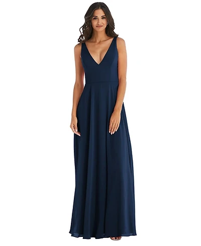 Women's Deep V-Neck Chiffon Maxi Dress