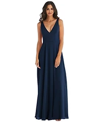 Women's Deep V-Neck Chiffon Maxi Dress