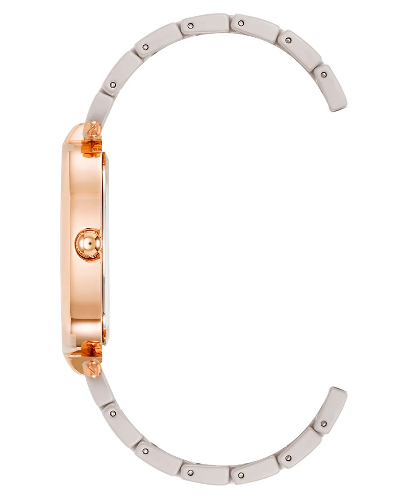 Anne Klein Women's Quartz Taupe Ceramic Link Bracelet Watch, 36mm