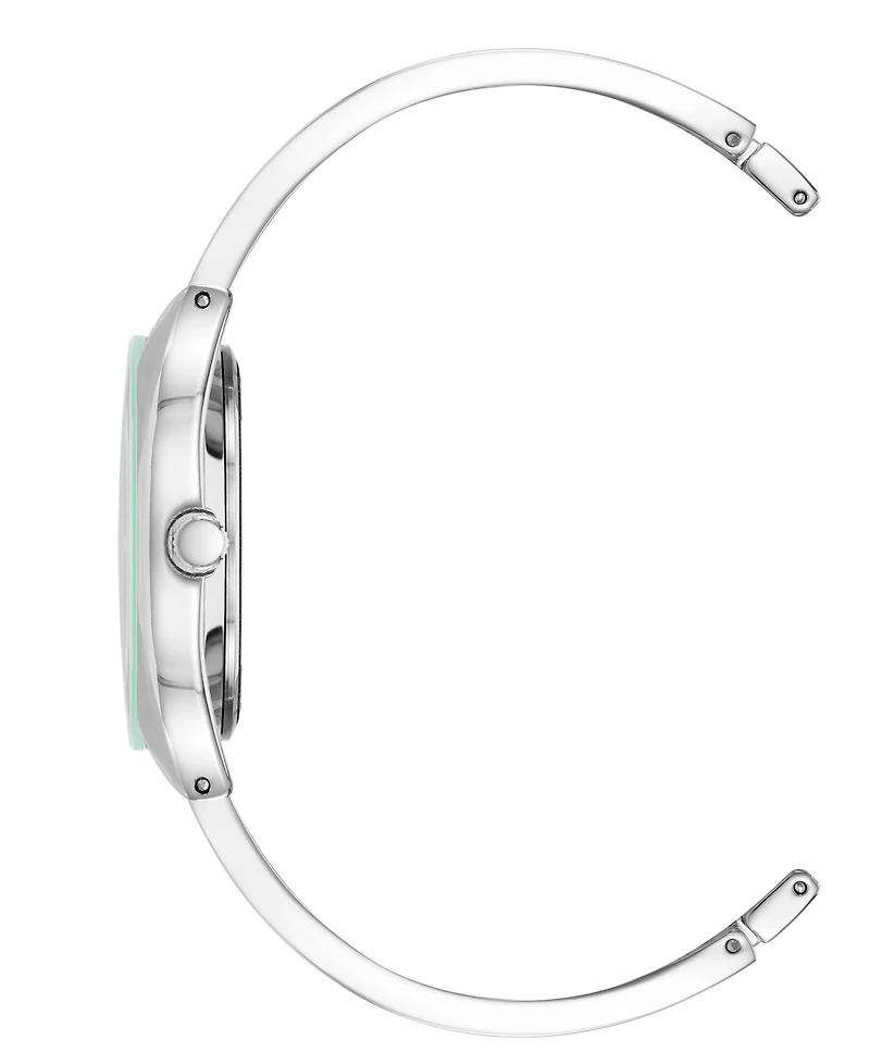 Anne Klein Women's Quartz Silver-Tone Alloy and Mint Green Enamel Watch, 34mm