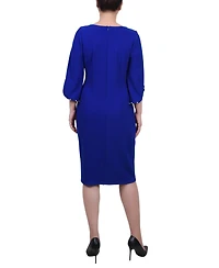 Ny Collection Women's 3/4 Imitation Pearl Detail Petal Sleeve Dress