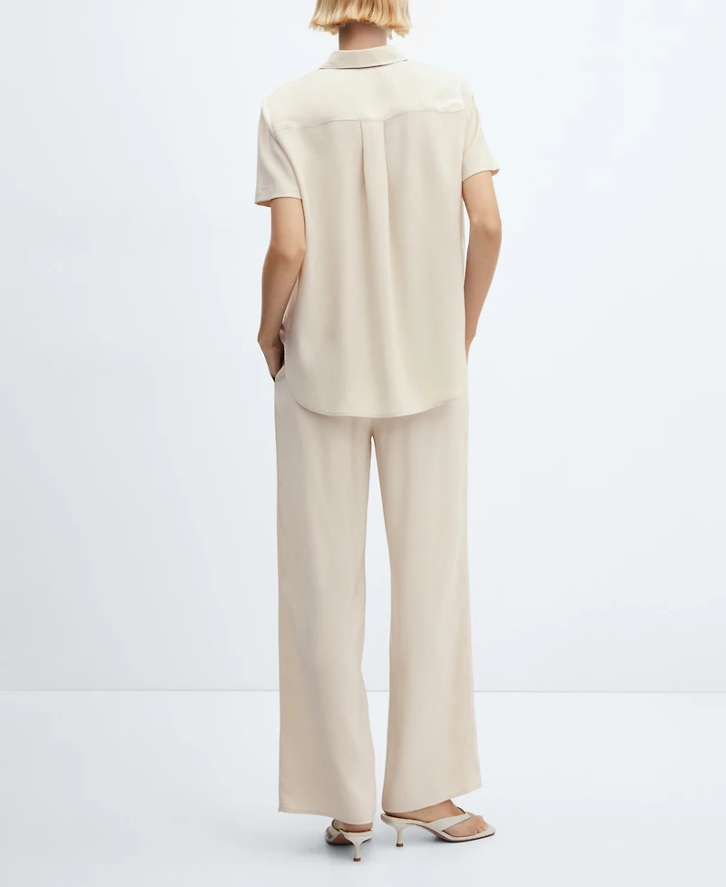 Mango Women's Elastic Waist Wide Leg Pants