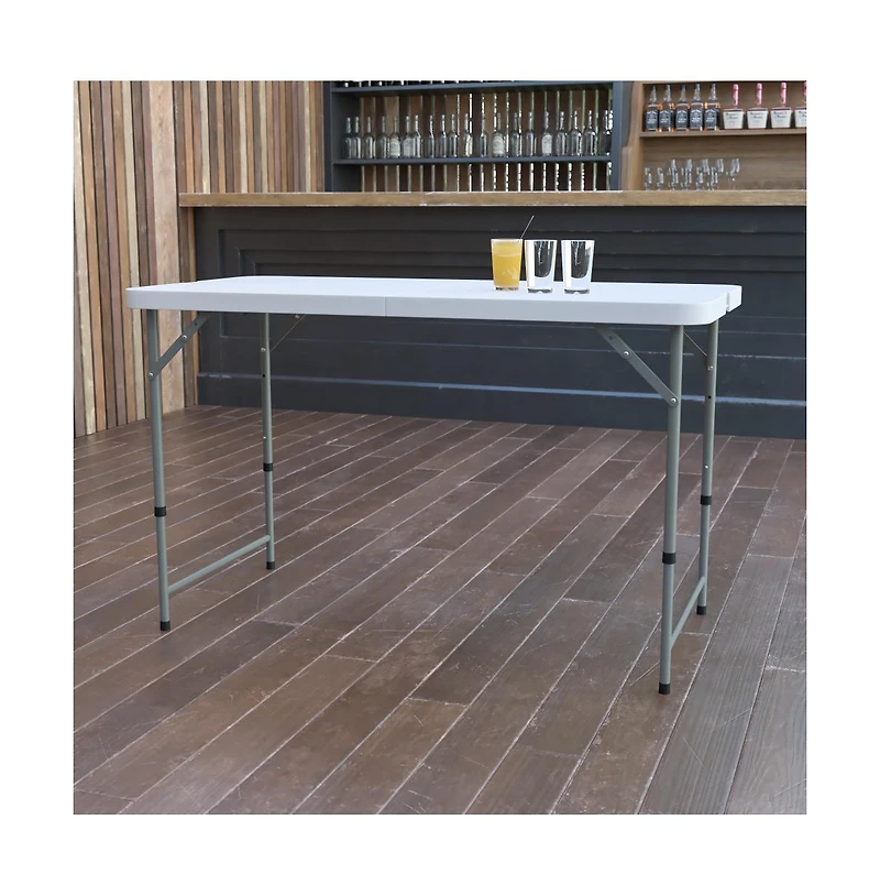 4-Foot Height Adjustable Bi-Fold Plastic Folding Table