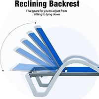 Adjustable Aluminum Pool Lounge Set, Blue