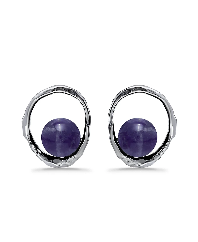 Macy's Silver Plated Multi Genuine Stone Stud Earrings