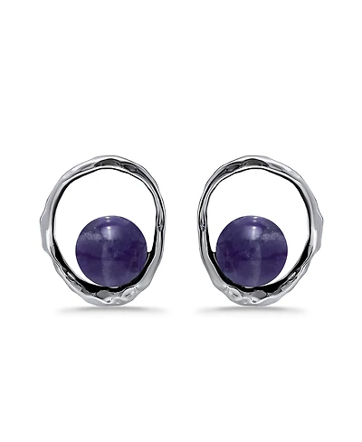 Macy's Silver Plated Multi Genuine Stone Stud Earrings