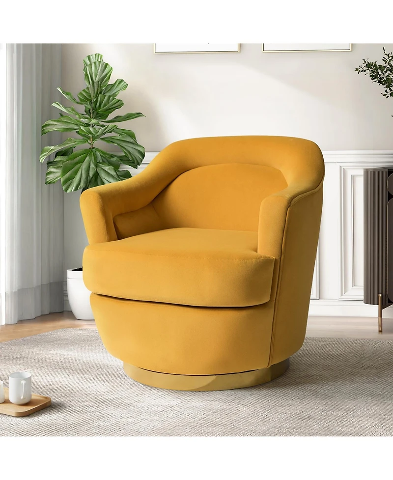 Hulala Home Kanstantin Modern Swivel Barrel Chair with Metal Base