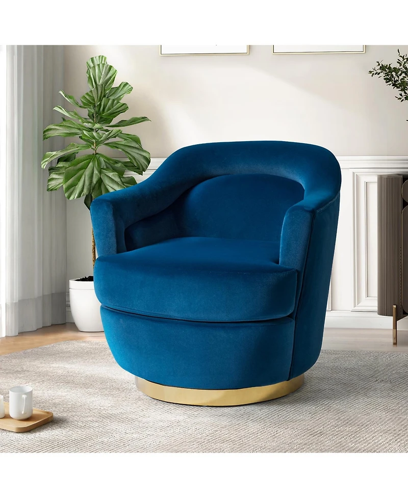 Hulala Home Kanstantin Modern Swivel Barrel Chair with Metal Base