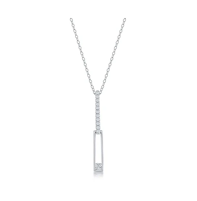 Sterling Silver Asymmetric Paperclip Cz Necklace