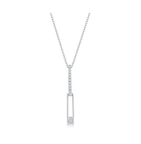 Sterling Silver Asymmetric Paperclip Cz Necklace