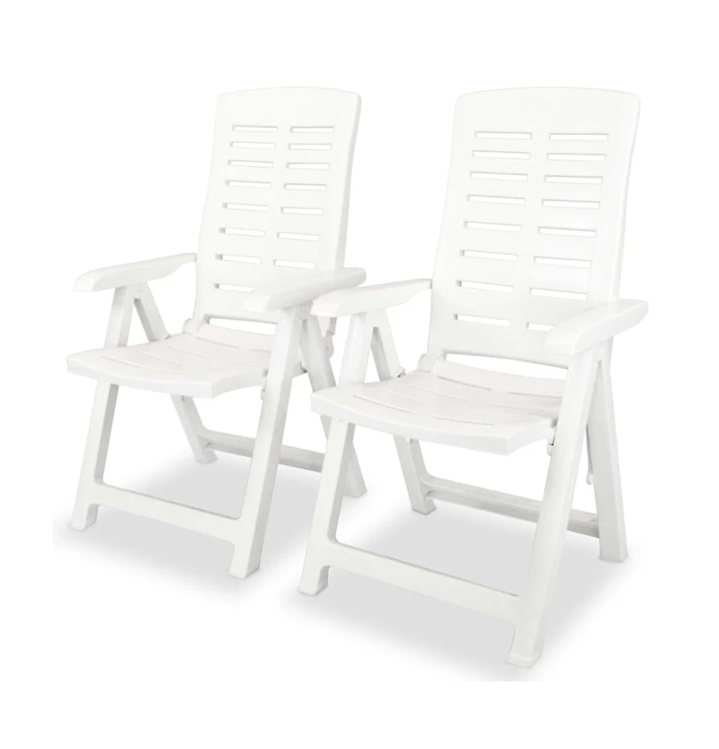 Reclining Patio Chairs 2 pcs Plastic White