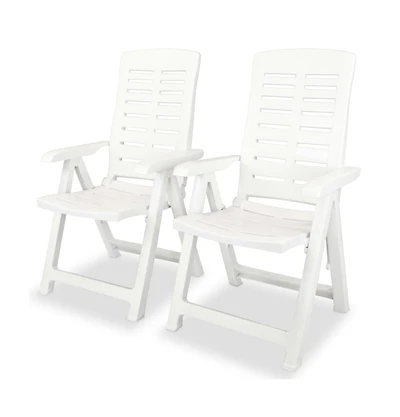 Reclining Patio Chairs 2 pcs Plastic White