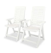 Reclining Patio Chairs 2 pcs Plastic White