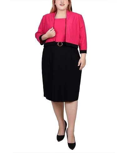 Ny Collection Plus 3/4 Sleeve Colorblocked Dress, 2 Piece Set
